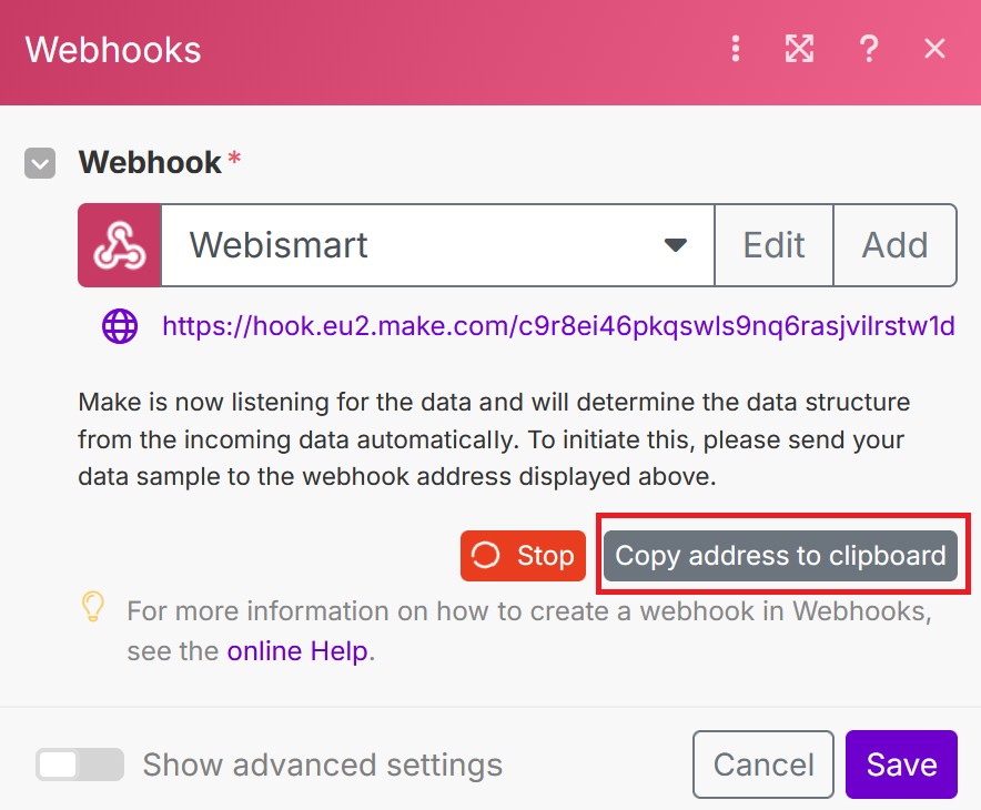 Make webhook URL configuration