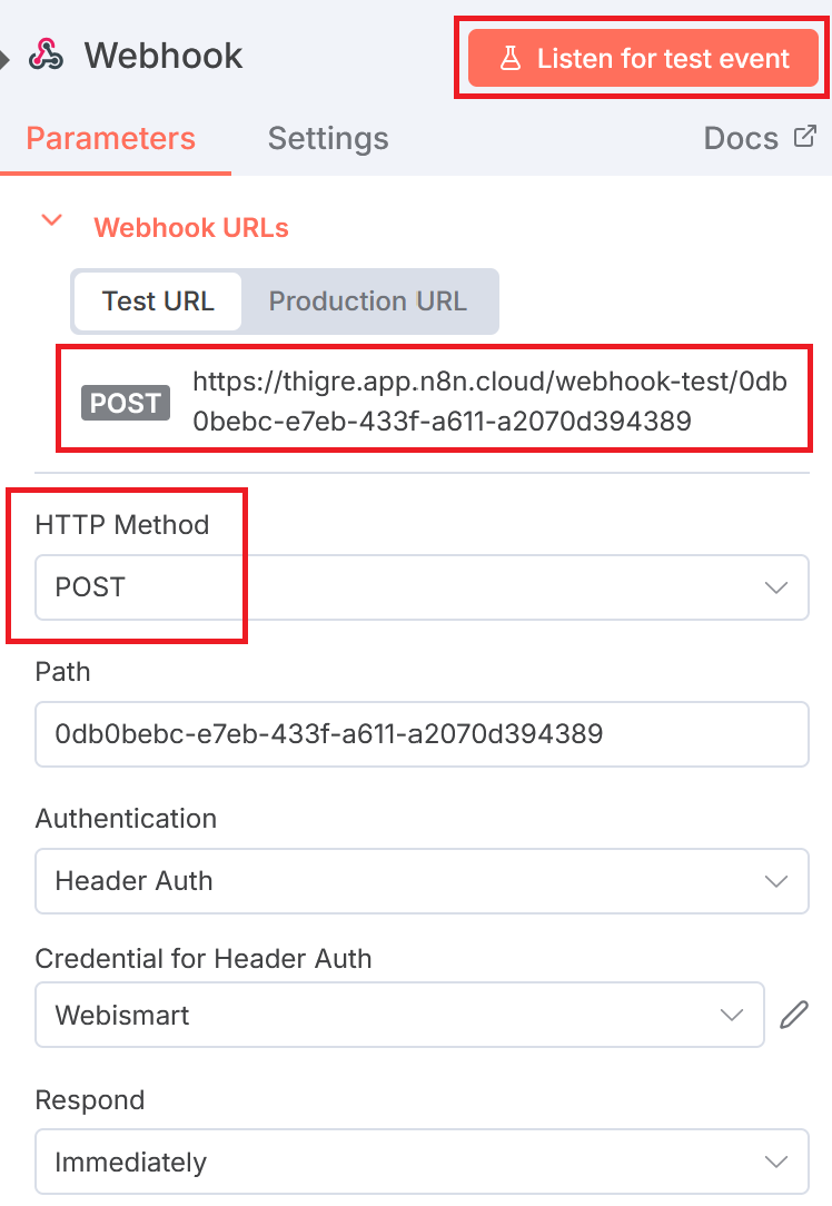n8n webhook URL configuration