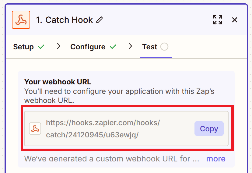 Zapier webhook URL