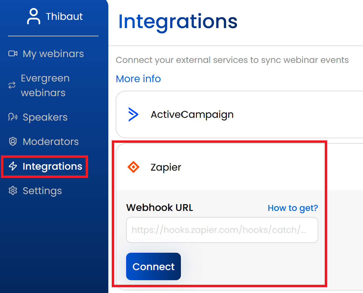 Webismart integration page Zapier
